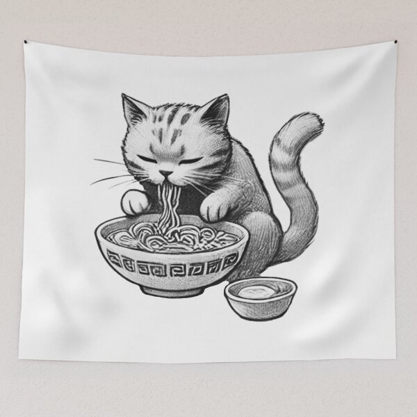 Aperçu de l'œuvre Chat Ramen 25 créée et vendue par S.Lindsay Designs.