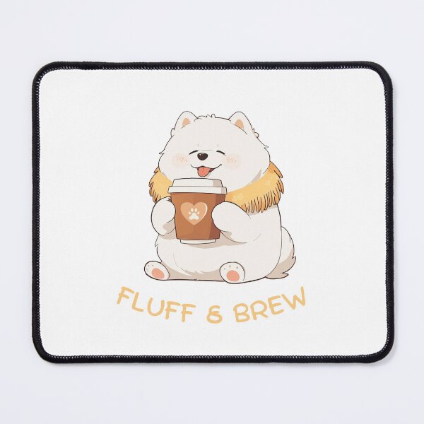 Item preview, Samoyed, Fluffy Samoyed Dog with Coffee Cup Sticker designed and sold by DreamyCatopia.