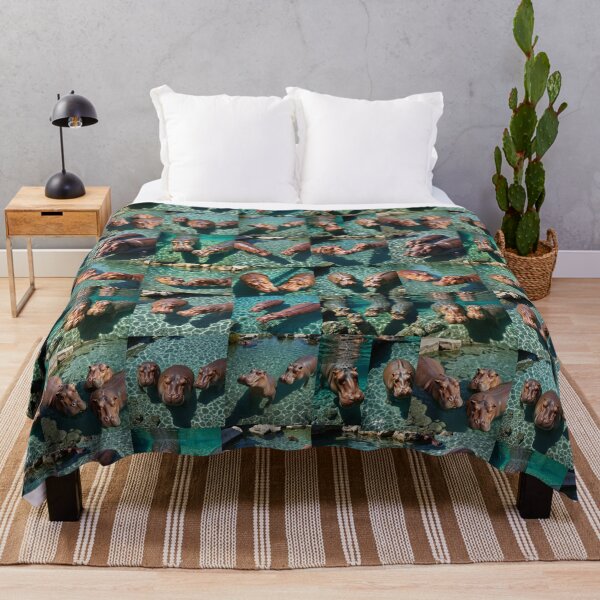 Item preview, Playful Hippos: Hippos In A Pond Photo Collage designed and sold by A-Work-Of-Art.