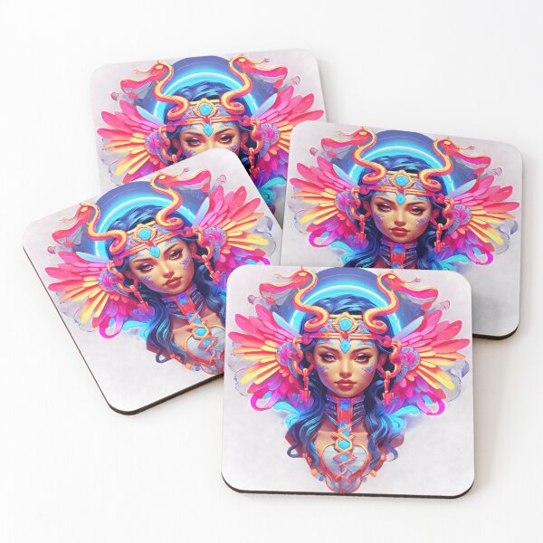 Item preview, "Neon Caduceus: Aztec Princess" "Caduceo Neón: Princesa Azteca" designed and sold by SpectrumEssence.