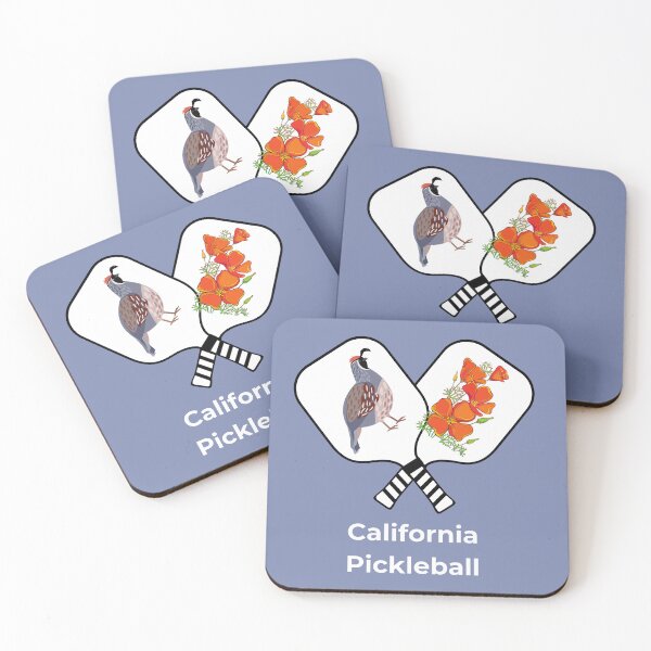 Item preview, California Pickleball with Quail and California Poppies designed and sold by PZI Picklewear.