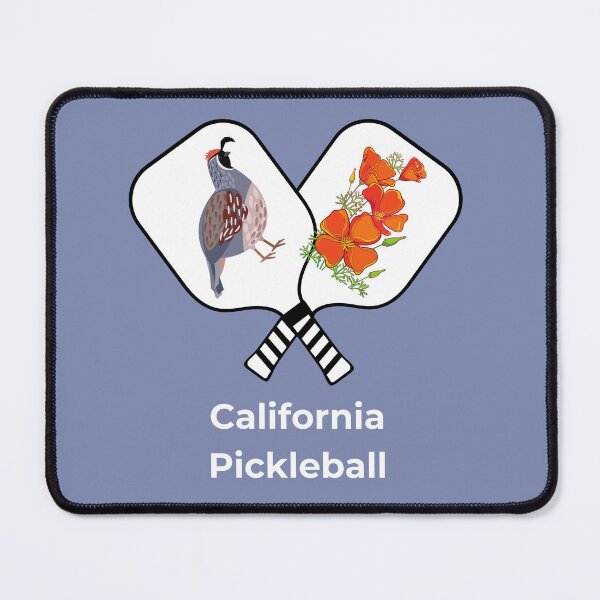 Item preview, California Pickleball with Quail and California Poppies designed and sold by PZI Picklewear.