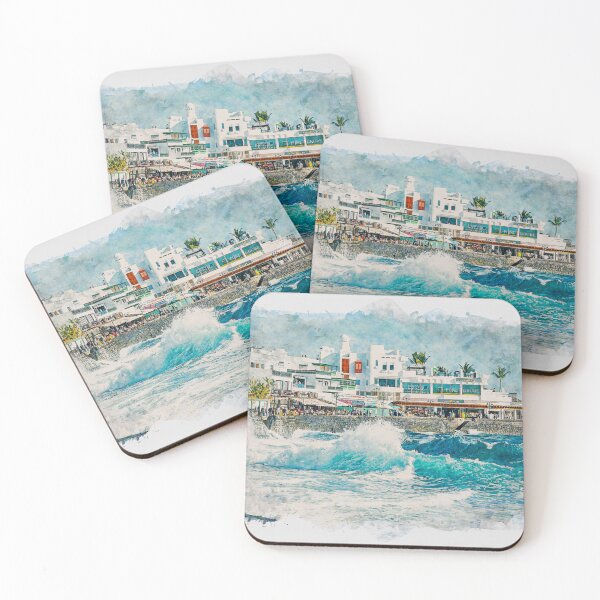Item preview, Playa Blanca Lanzarote Stormy Sea Watercolour Effect designed and sold by GG WALL ART.