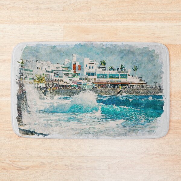 Item preview, Playa Blanca Lanzarote Stormy Sea Watercolour Effect designed and sold by GG WALL ART.