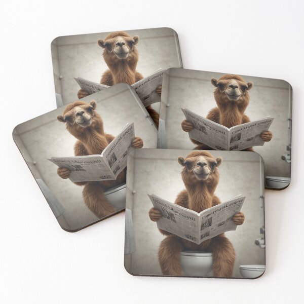 Item preview, Funny Camel Reading Newspaper Bathroom Art designed and sold by vk09.