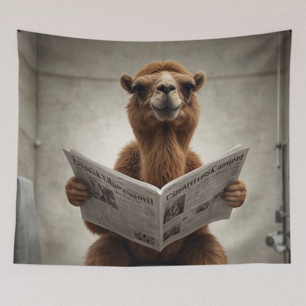 Item preview, Funny Camel Reading Newspaper Bathroom Art designed and sold by vk09.