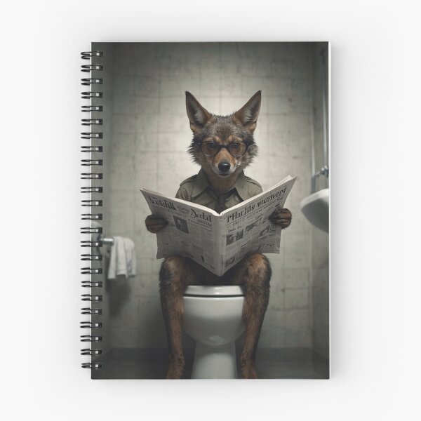 Item preview, Witty Coyote Reading Newspaper Bathroom Art Art designed and sold by vk09.