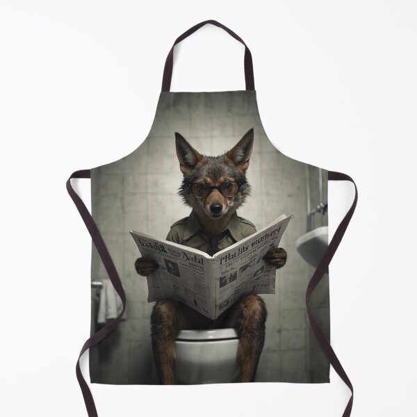 Item preview, Witty Coyote Reading Newspaper Bathroom Art Art designed and sold by vk09.