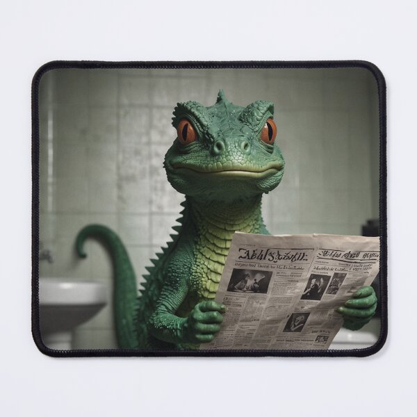 Item preview, Funny Lizard Reading Newspaper Bathroom Art designed and sold by vk09.