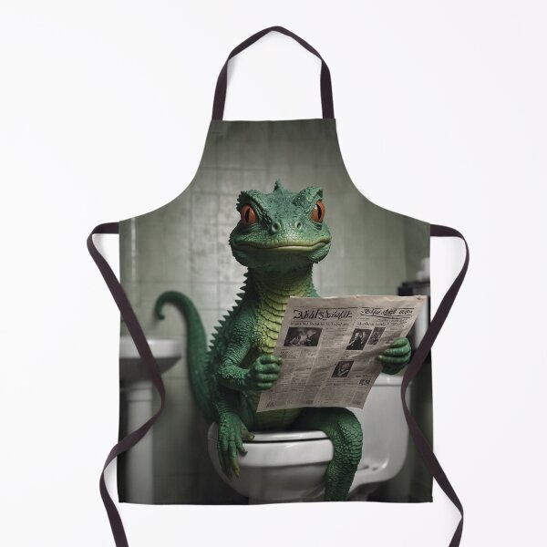 Item preview, Funny Lizard Reading Newspaper Bathroom Art designed and sold by vk09.