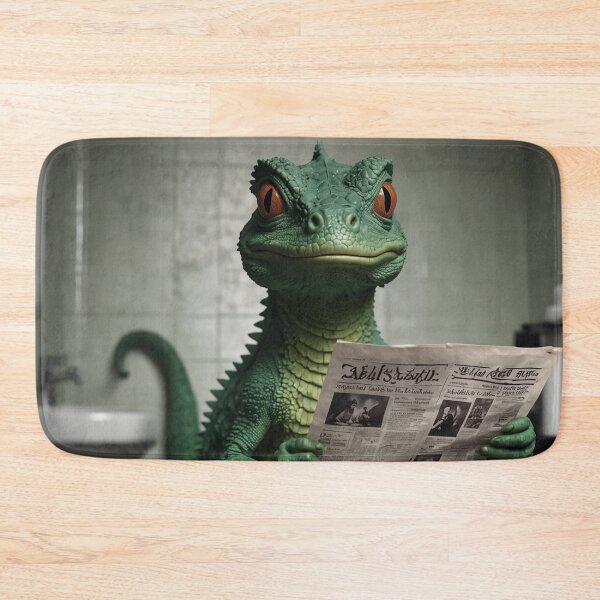 Item preview, Funny Lizard Reading Newspaper Bathroom Art designed and sold by vk09.