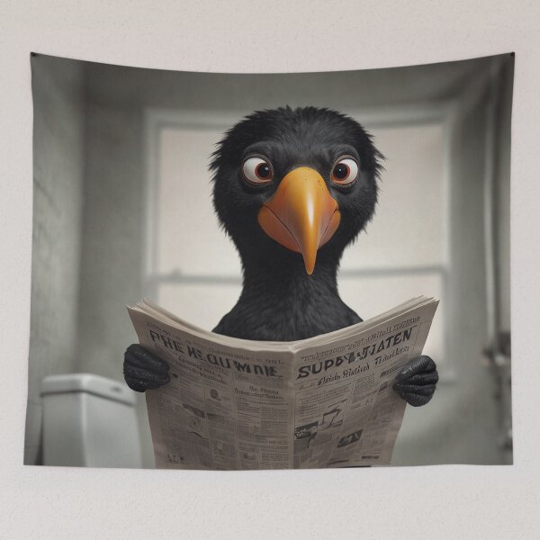 Item preview, Funny Toucan Reading Newspaper Bathroom Art designed and sold by vk09.