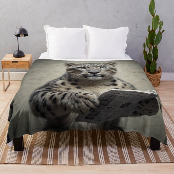 Item preview, Snow Leopard Reading Newspaper Humor Art designed and sold by vk09.