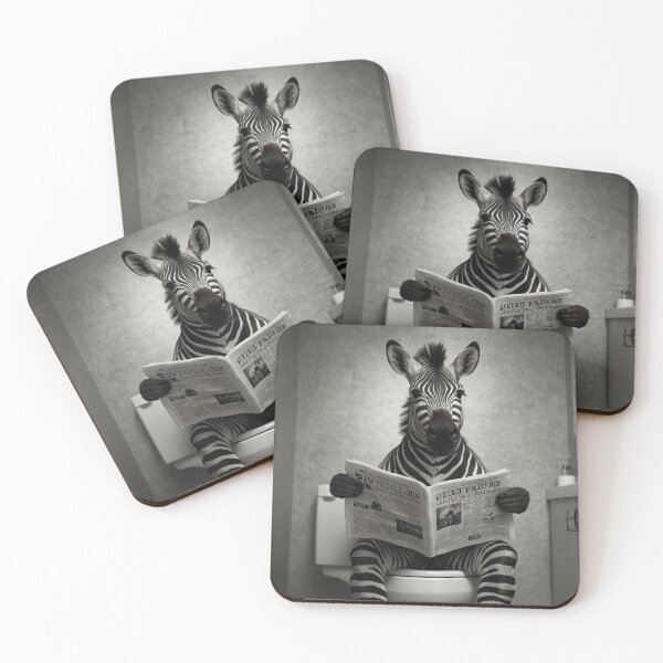 Item preview, Zebra Reading Newspaper Bathroom Humor designed and sold by vk09.