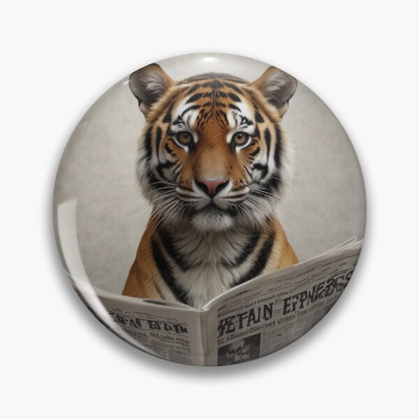 Item preview, Funny Tiger Reading Newspaper Bathroom Art designed and sold by vk09.
