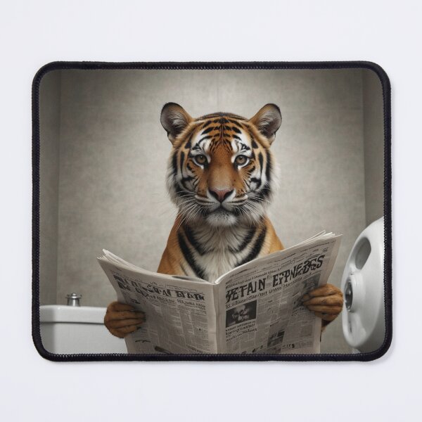 Item preview, Funny Tiger Reading Newspaper Bathroom Art designed and sold by vk09.