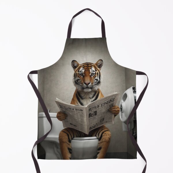 Item preview, Funny Tiger Reading Newspaper Bathroom Art designed and sold by vk09.