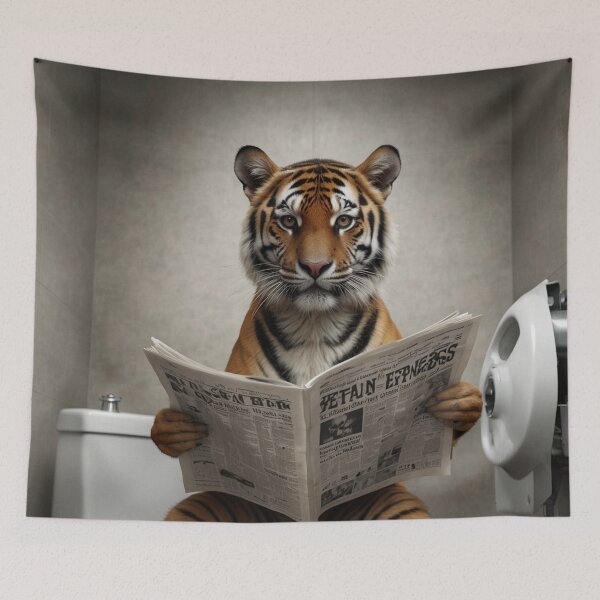 Item preview, Funny Tiger Reading Newspaper Bathroom Art designed and sold by vk09.