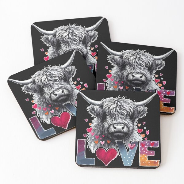 Item preview, Love Cute Highland Cow Valentines Day Monochromatic designed and sold by TomFrontierArt.