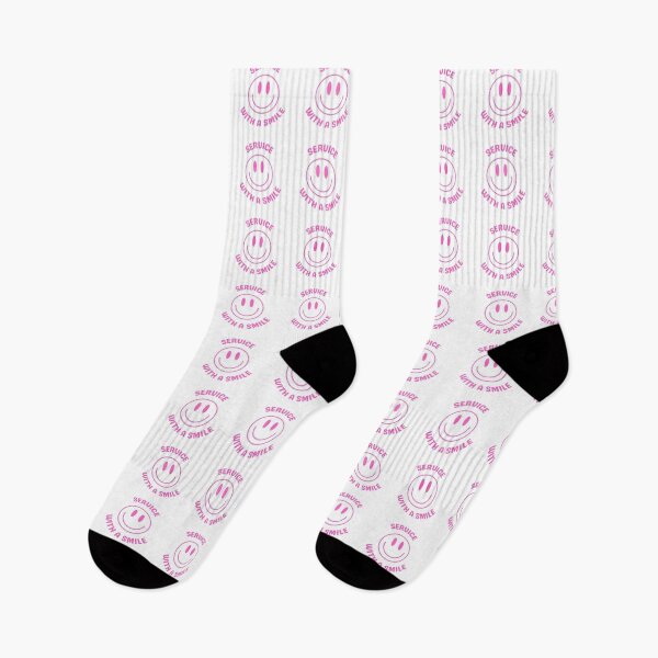 Aperçu de l'œuvre Service avec le sourire, Smiley Face, en rose et blanc créée et vendue par AASparksDesigns.