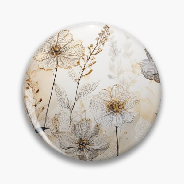 Item preview, Boho beige floral, unique painting, muted pastel wildflower garden, watercolor neutral coloured botanicals, beige and black floral line arr designed and sold by navitalidesign.