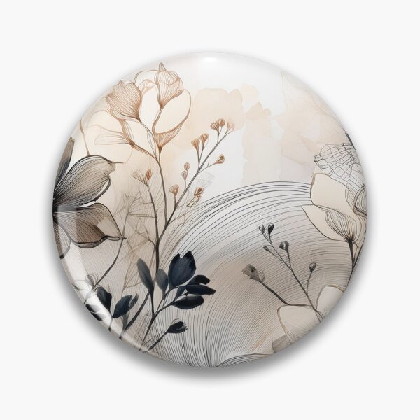Item preview, Boho beige floral, beige botanical painting, muted pastel wildflower garden, watercolor neutral coloured botanicals, beige and black floral line arr designed and sold by navitalidesign.