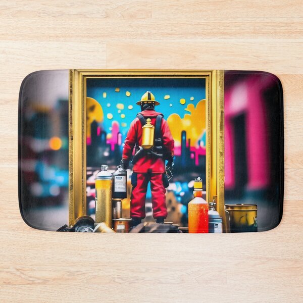 Item preview, Urban graffiti street art Fire Fighter designed and sold by Drone-tees.