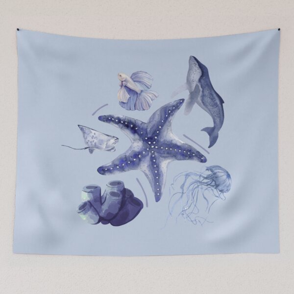 Item preview, aquatic animals- blue designed and sold by onceifixme.