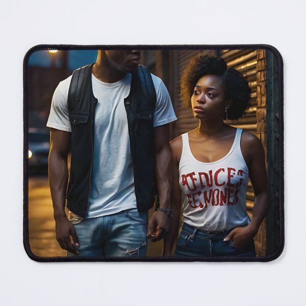 Item preview, Realistic Urban Scene - Young Black Man in Casual Wear with Deuce Sign designed and sold by Arts Unlimited.