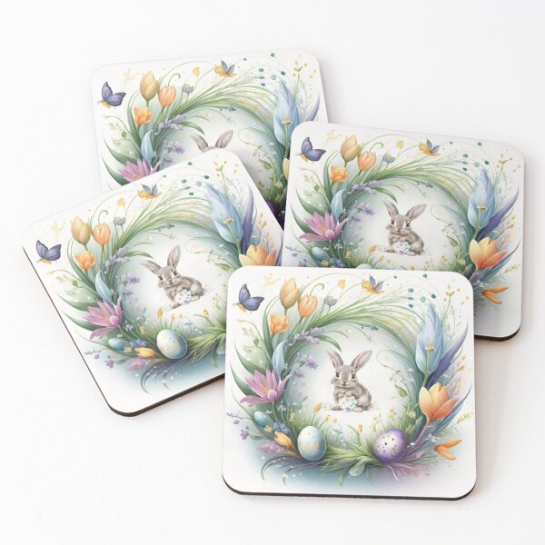 Item preview, Happy Easter Bunny and colorful Easter eggs and flowers V10 designed and sold by DreamingAwake1.