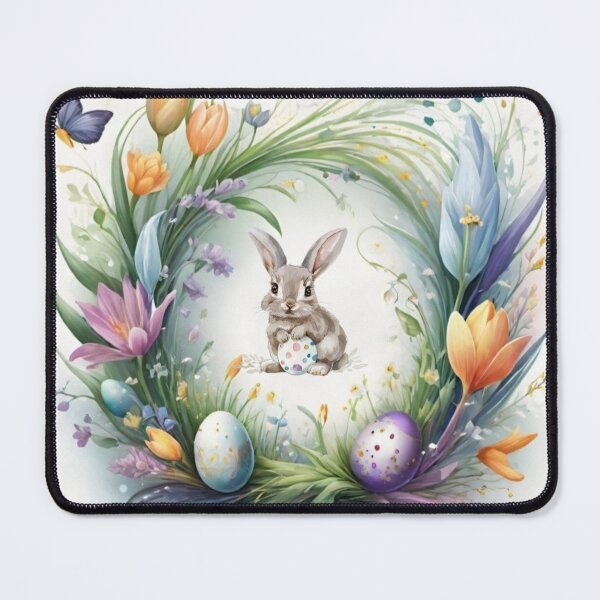 Item preview, Happy Easter Bunny and colorful Easter eggs and flowers V10 designed and sold by DreamingAwake1.