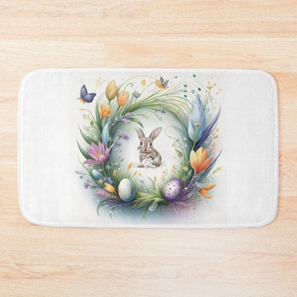 Item preview, Happy Easter Bunny and colorful Easter eggs and flowers V10 designed and sold by DreamingAwake1.