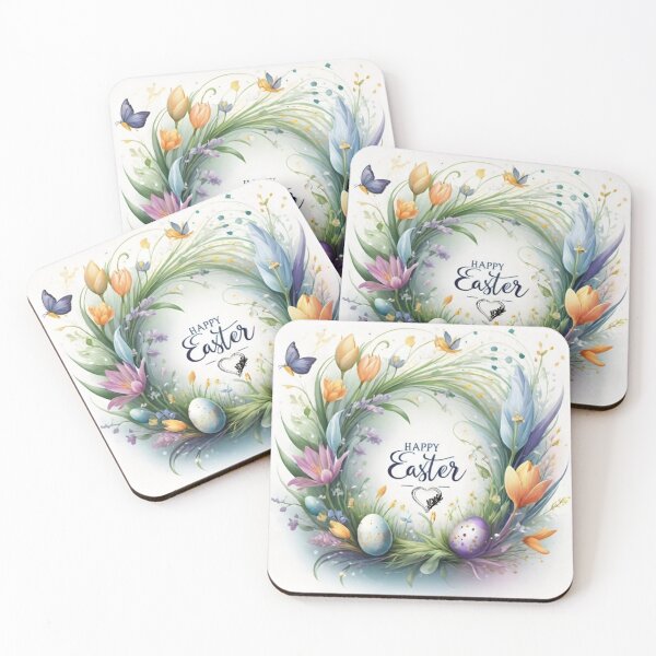 Item preview, Happy Easter Bunny and colorful Easter eggs and flowers V11 designed and sold by DreamingAwake1.