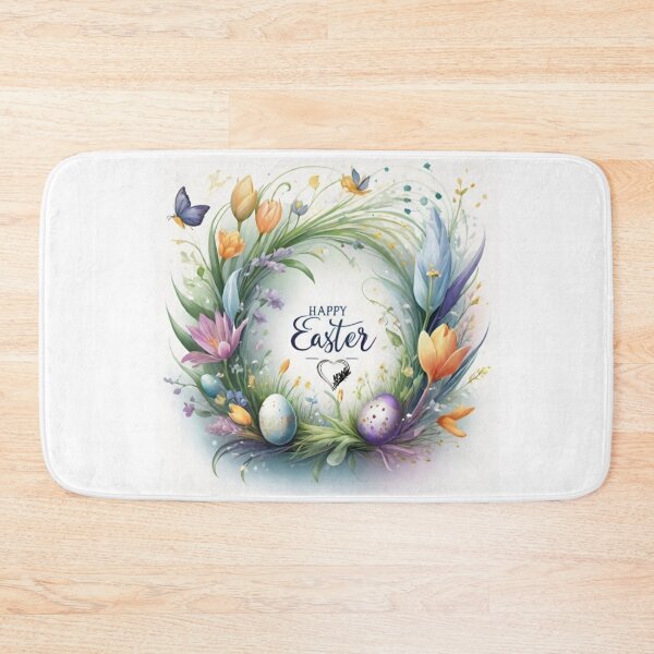 Item preview, Happy Easter Bunny and colorful Easter eggs and flowers V11 designed and sold by DreamingAwake1.