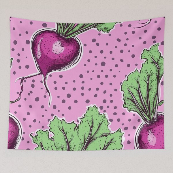 Item preview, Playful Beetroot Pattern with Pink Dotted Background   designed and sold by AstroWolf Studio.