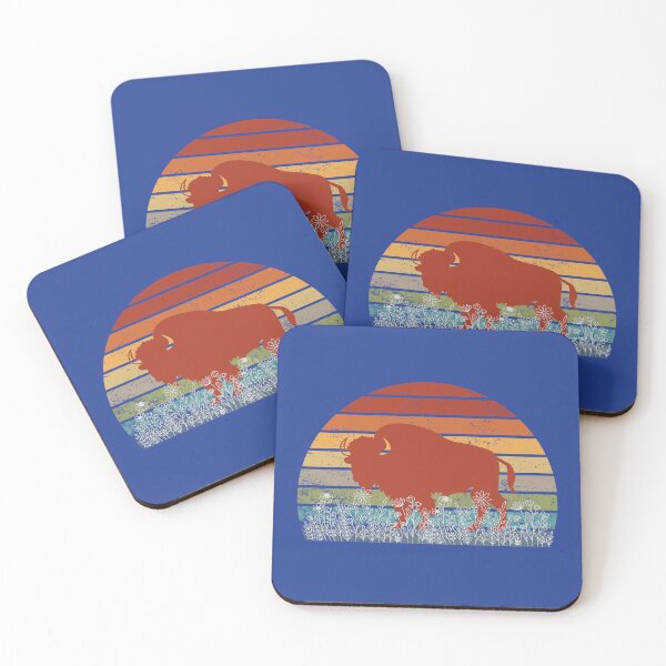 Item preview, Lispe Buffalo American Bison Wildflower & Sunset Stripe Wildlife designed and sold by Lispe-Designs.