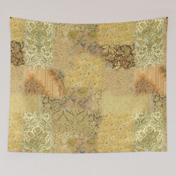 Item preview, VINTAGE BAROQUE JACQUARD WALLPAPER MASHUP NEUTRAL BEIGE GOLD designed and sold by blomastudios.