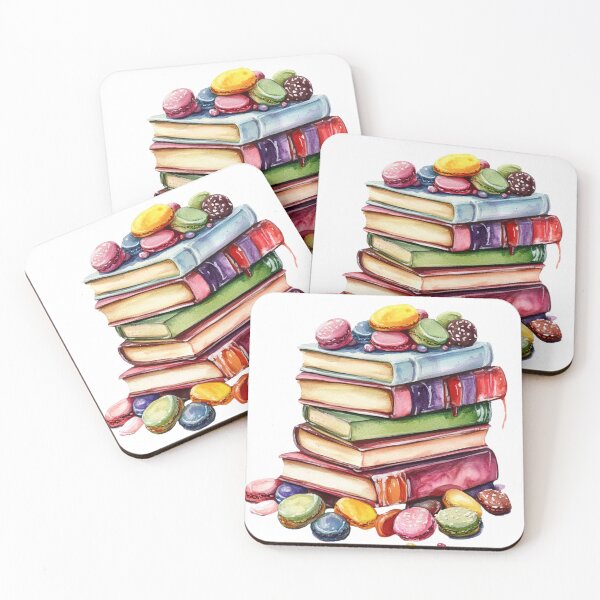 Item preview, Sweet Books a Watercolor Design of a Stack of Books Overflowing with Macarons designed and sold by MamaCDesigns.