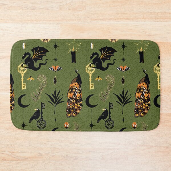 Item preview, Unlock the dark side - gothic birds and dragon on moss green background designed and sold by kobyakov.