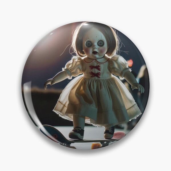 Item preview, Possessed Dolly, Evil Doll Rides a Skateboard designed and sold by FroggyFly Designs.