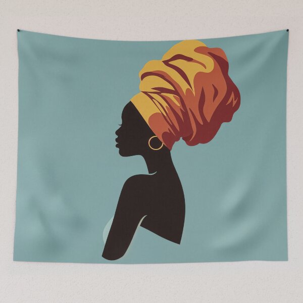 Item preview, Minimalist Afrocentric Portrait – Woman with Traditional Headwrap in Earthy Tones designed and sold by Collision19.