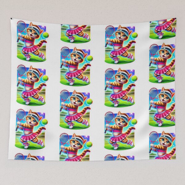 Item preview, Vibrant Tennis Kitten in Action: Sporty and Adorable designed and sold by abaddonmystery.