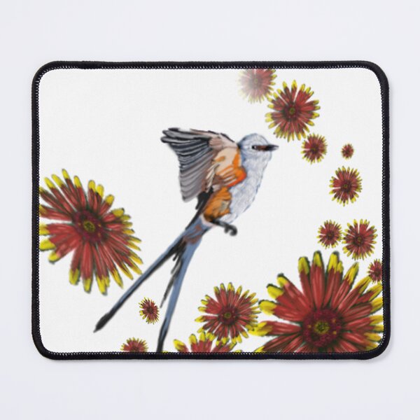 Item preview, scissortail flycatcher and wildflower designed and sold by CDT Art.