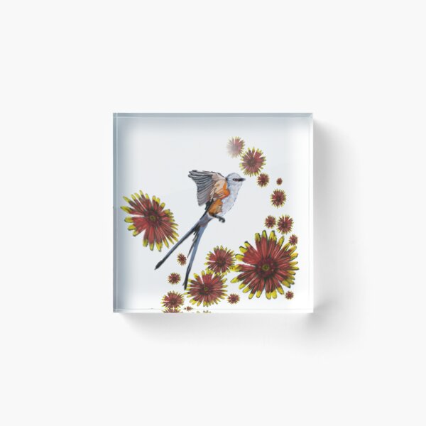 Item preview, scissortail flycatcher and wildflower designed and sold by CDT Art.