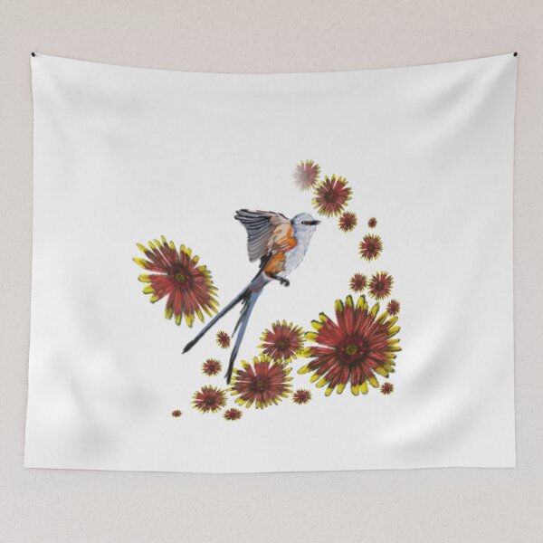 Item preview, scissortail flycatcher and wildflower designed and sold by CDT Art.