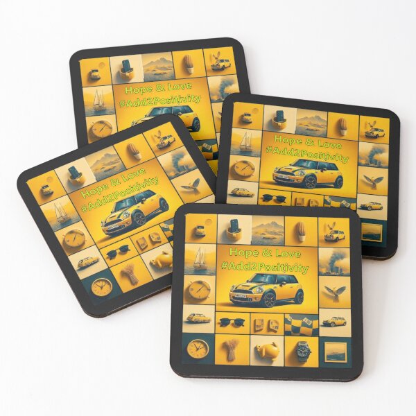 Item preview, Yellow, Mini-Cooper, Positivity, Hope, Love, Inspirational, Hashtag, Collage designed and sold by hardingcarl2.