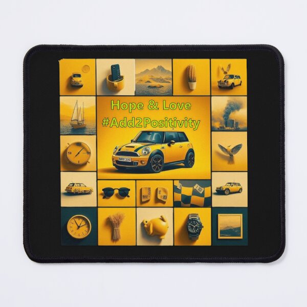 Item preview, Yellow, Mini-Cooper, Positivity, Hope, Love, Inspirational, Hashtag, Collage designed and sold by hardingcarl2.