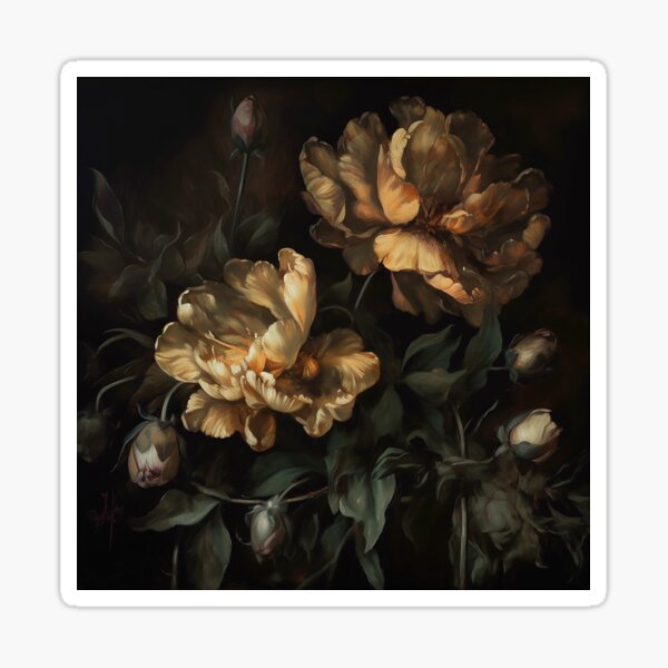 Gold Neutral Moody Floral Sticker