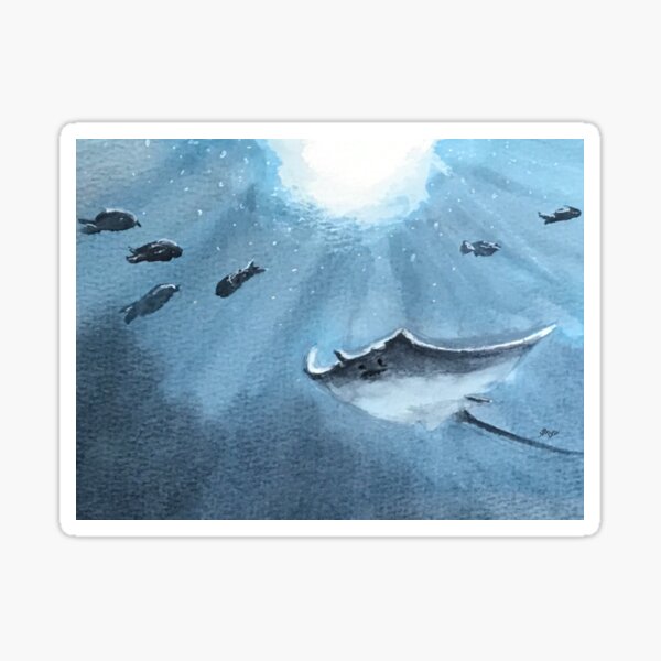 Ray in blue ocean Sticker