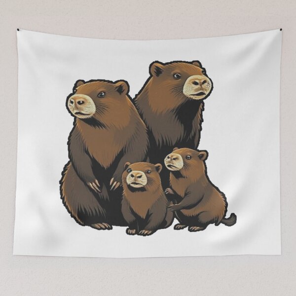 Aperçu de l'œuvre Famille des capybaras créée et vendue par Tenpaces.